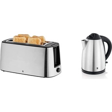 WMF Bueno Pro Toaster Langschlitz mit Brötchenaufsatz, 4 Scheiben, XXL Toast & Bueno Wasserkocher Edelstahl 1,7l, elektrischer Wasserkocher mit Kalkfilter, 2400 W