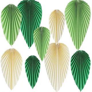 Easy Joy 9er-Set Papier Fächer Hängende Blätter Dschungel Deko | Hawaii Party Deko, Dschungel Deko Geburtstag Partydeko für Vaiana Geburtsstagsdeko Hochzeit Abschlussfeier (Grün)