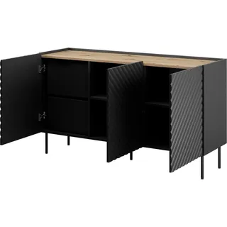 Cama 3D2SZ ONDA Kommode 150x45x85 schwarz, Schwarz, 2 Schublade(n), Partikelbord, Modern, Rechteckig, Partikelbord - Schwarz