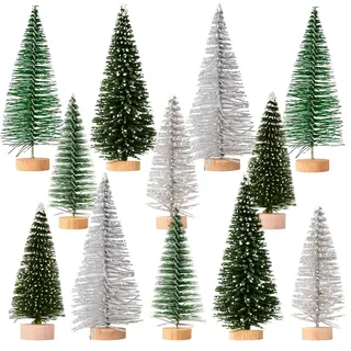 12 Stück Mini Weihnachtsbaum, 7cm und 9cm, Mini Tannenbaum Deko, Weihnachtsdeko Klein für Tischdeko, DIY Weihnachtsfiguren Klein