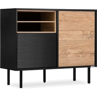 Konsimo Kommode TV/HiFi Einlage, schwarz / Eiche natur -