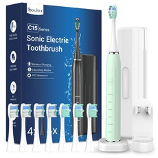 Sonic Elektrische Zahnbürste Schallzahnbürste - COULAX Reise Zahnbürsten Elektrisch Schallzahnbürste, Shcall Electric Toothbrush Mit 8 kopf, 5 modi, Timer