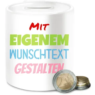 Spardose - Aufdruck selbst gestalten - Wunschtext I Mit eigenem Text personalisiert I Custom Text - Unisize - Weiß - Team Kasse trinkgeldkasse personalisierte beschriften geldsparbox spendenkasse