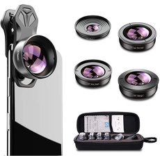 Apexel [aktualisierte Version HD Phone Lens Kit-170 ° Superweitwinkel,10x Makroobjektiv,2.0X Teleobjektiv,110 ° Weitwinkel,195 ° Fisheye-Objektiv für iPhone Android,Samsung und die meisten