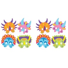 Baker Ross Dinosaurier Masken aus Moosgummi, DIY Bastelsets für Kinder Kunsthandwerk und Dinosaurierparty (8er Pack), sortiert, Mittel