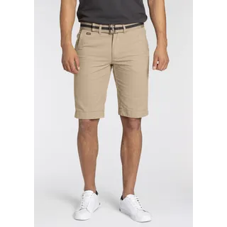 Chinoshorts BRUNO BANANI, Herren, Gr. 40, N-Gr, beige, Twill, Obermaterial: 100% Baumwolle, unifarben, slim fit kniefrei, Hosen Chinoshorts, inklusive Gürtel