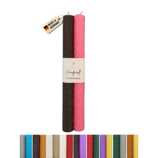 Wachsmann Bienenwachskerzen handgerollt, 100% Bienenwachs, 2er Set in vielen Farben, Made in Germany