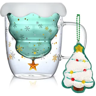 Joymaking Süße Weihnachtstasse Geschenk Glühweintassen Espressotasse Weihnachten Grinch Tasse Doppelwandige Kaffeegläser Teegläser Glühweingläser Weihnachtstassen Groß Weihnachtsgläser Christmas Mug