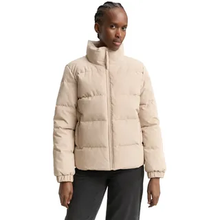 Steppjacke TOM TAILOR DENIM, Damen, Gr. XXL (44), beige (cashew beige), Web, Obermaterial: 90% Polyester, 10% Polyamid. Futter: 100% Polyester, unifarben, regular fit normal, elastischer Bund, Jacken Steppjacke, mit Stehkragen
