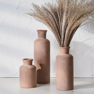 LuKa Rustikale Keramikvase, Terrakotta-Vasen für Dekoration, Vasen-Set, 3 Stück, Vase für Ihr Schlafzimmer, Büro, Wohnzimmer, Kamin, Bücherregal-Dekoration, Einweihungsfeier, 25,4 + 19,1 + 12,7 cm