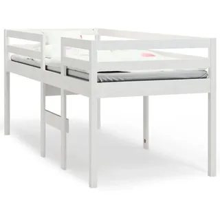 vidaXL Hochbett Weiß 90x200 cm Massivholz Kiefer - Weiß