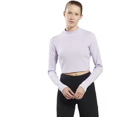 Reebok Damen Yoga Rib Langarm T-Shirt, Lila, XL/S, violett, Small