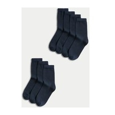 M&S Collection Lot de 7paires de chaussettes hauteur cheville pour l'école - Navy, Navy - 12+3+
