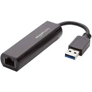 Amazon Basics USB-3.0-auf-10/100/1000-Gigabit-Ethernet-Internetadapter, Schwarz, 1 Stück