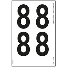 Ein Zahlenblatt – 8 – 18 mm Zahlenhöhe – 300 x 200 mm – selbstklebendes Vinyl
