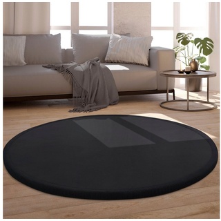 Paco Home Teppich »Tatami 475«, rund, 24 mm Höhe, Kurzflor, Uni Farben, mit Memory Foam, waschbar schwarz