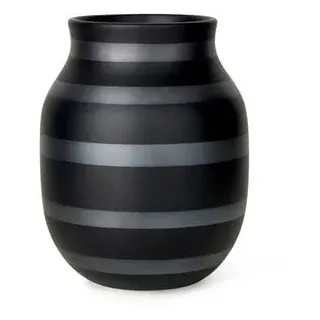 KÄHLER Omaggio Vase 20 cm schwarz, Keramikvase mit handbemalten Streifen, Design Blumenvase Ø16 cm für Moderne Wohnraum Dekoration