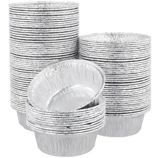 SINJEUN 100 Stück Aluschalen Rund, 12 x 4,5 cm Runde Grillschalen Aluminium, 300ml Klein Alu Grillschalen Rundformen für Backen, BBQ, Kuchen, Grill