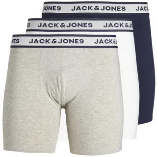 JACK & JONES JACSOLID Boxershorts unifarben Blau / Grau / Weiß L 3er Pack