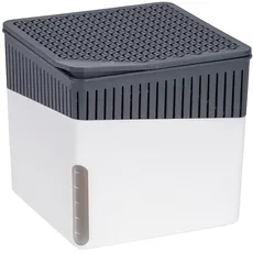 WENKO Raumentfeuchter Cube, Luftentfeuchter reduziert Schimmel & Gerüche, Auffangschale mit 500 g Granulatblock nachfüllbar, fasst bis zu 800 ml Feuchtigkeit, 13 x 13 x 13 cm, Weiß