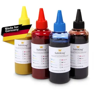 4x 100ml SubliKing® Sublimationstinte (CMYK-Set) für Epson, Ricoh & Sawgrass