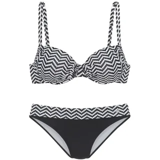 JETTE JETTE, Bügel-Bikini im trendigen Zick-Zack-Design, schwarz-weiß