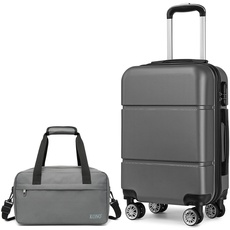 KONO Koffer-Set, 2-teiliges Gepäck-Set, Handgepäck, ABS-Hartschalengepäck und Ryanair Reisetasche, Kabinentasche, grau, 20'' Luggage Set, modisch
