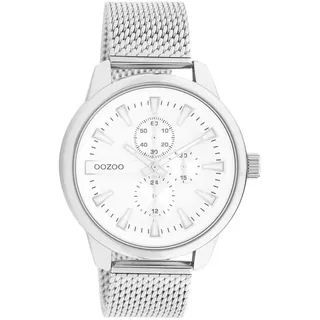 Oozoo Uhr Timepieces-Herren-Mesh-Armband - Variante: Silber/Weiß - silber