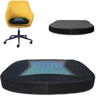 FISHTEC - Comfy Sitzkissen Gel - Orthopädisches Kissen aus Gel und Memory Foam, abnehmbar & waschbar, zur Linderung von Steißbeinschmerzen, Beinen, Rücken - Flaches und weiches Kissen