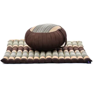 Leewadee Meditationsset - Meditationsset aus Kapok, Kissen und Meditationsmatte Zafu und Zabuton, Braun