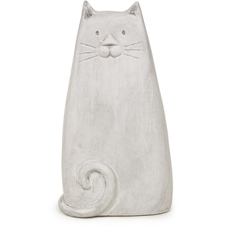 Logbuch-Verlag Große Katze 30 cm Deko Figur Garten aus Keramik grau Beton-Optik Dekokatze Geschenk Geburtstag für Katzenliebhaber