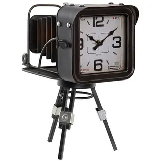 fijalo Home ESPRIT Tischuhr, Metall, Glas, Holz, MDF, Vintage, 17 x 26 x 32,5 cm