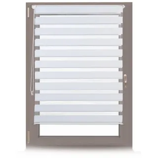 Relaxdays 4 x Doppelrollo Klemmfix Weiß 110x150 cm Weiß,Transparent