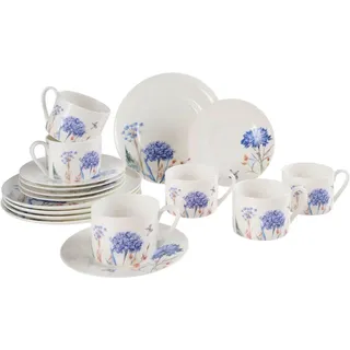 Novel Kaffeeservice , Multicolor , Keramik , 18-teilig , Blume , 220 ml,220 ml , Lfgb , lebensmittelecht , Geschirr, Geschirrsets, Kaffeeservice