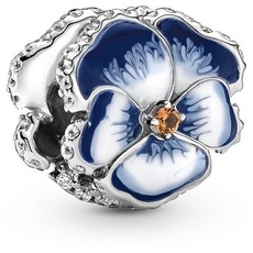 Bild Charm "Blaue Garten-Stiefmütterchen Blume" Silber