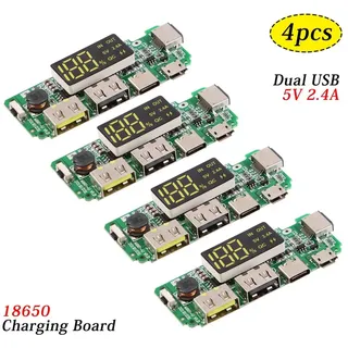 MakerHawk 4 x 18650 Powerbank Board Dual USB 5V 2.4A Mobilmodul 18650-Lithium-Batterie-Ladegerät-Board mit Überladung-Kurzschlussschutz DIY USB-Board