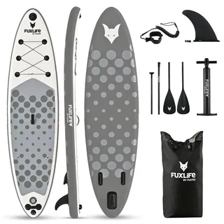 Fuxtec Aufblasbares SUP Board ECO Set – Stand Up Paddle Board 320 x 81 x 15 cm mit 3 Finnen – Touring-Board belastbar bis 150kg – inkl. Packsack