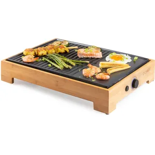 DOMO DO9271G Teppanyaki Grill Plate - Plancha Grill - Bamboo Design - Mit Auffangschublade - 1800 W