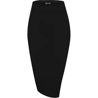 Urban CoCo Damen-Bleistiftrock, hohe Taille, Stretch, gerippt, Midi-Länge mit Seitenschlitz, Büro, Arbeit, figurbetonter Stil