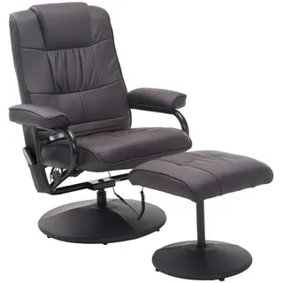 Homcom Massagesessel Kunstleder 64 x 95 x 77 cm Braun mit Hocker