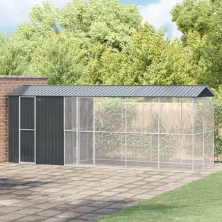 vidaXL Vogelkäfig Anthrazit 645 x 208 x 247 cm grau