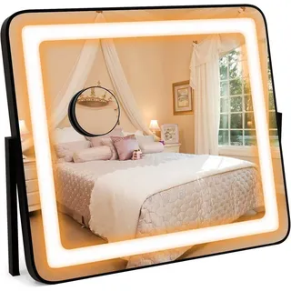 Costway Spiegel hollywood mit 3 lichtfarben Silber , Silberfarben , Metall , 12x48x56 cm , Spiegel, Schminkspiegel