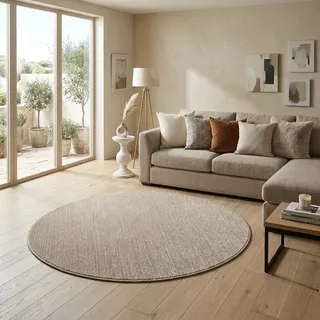 Teppich SEHRAZAT "LIMA, auch als Läufer", beige, H:10mm Ø:200cm, Polyester, Polypropylen, Teppiche, Teppich, Kurzflor, Linienstruktur, leichter Glanz, Wohnzimmer