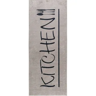 Sehrazat Küchenläufer "Caimas 3040" rechteckig 6 mm Höhe Bedruckt, waschbar, rutschhemmend, Kitchen Schriftzug, beige