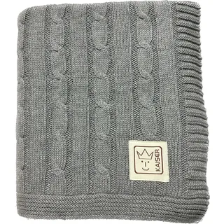 Kaiser 6521823 Cable Knitt - Babydecke Strick 100% Bio Baumwolle (KBA), atmungsaktive Babydecke, Neugeborene für den Sommer, Kinderwagendecke, Babyschalendecke, Fb. Light Grey