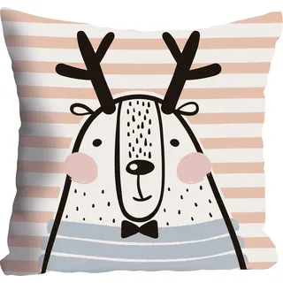 Dekokissen QUEENCE "»Hirsch«", bunt (bunt, bedruckt), B:40cm L:40cm, Baumwolle, Dekokissen_Sitzkissen_Kissenhüllen, Dekokissen, Kissenhülle ohne Füllung, 1 Stück
