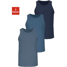 H.I.S Tanktop »Unterhemd für Herren«, (Packung, 3 tlg.), mit Rundhals aus Baumwolle, blau