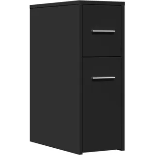 vidaXL Badschrank Schmal mit Rollen Schwarz Holzwerkstoff - Schwarz