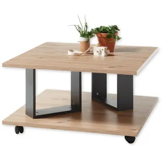 ZERA Couchtisch auf Rollen in Artisan Eiche Optik, Anthrazit - Mobiler Sofatisch für Ihr Wohnzimmer - 80 x 40 x 80 cm (B/H/T)