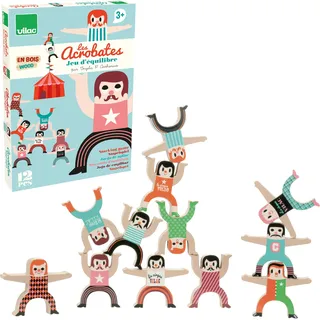 Vilac Tightrope Walker, Zirkusspielzeug, Holzstapelspielzeug für Kleinkinder, Themenpuzzles, Montessori-Spielzeug, ab 3 Jahren, Mehrfarbig